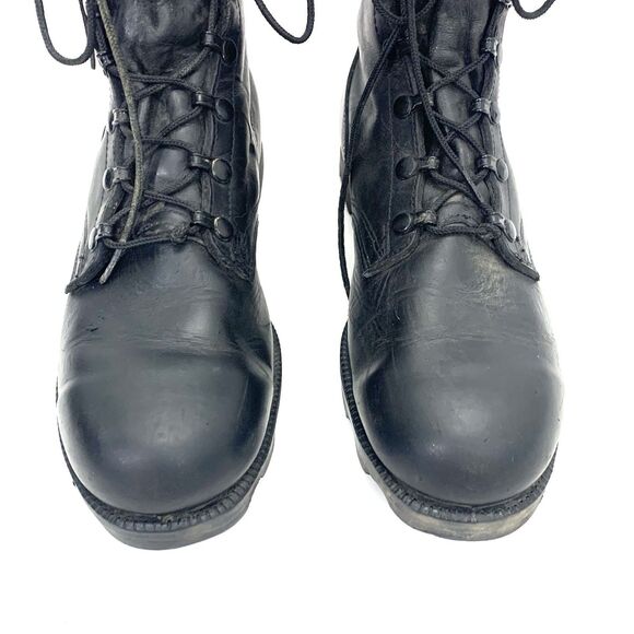 Vintage PJ Combat Boots Mens 8.5 R Black Leather 1988 Military main image 8